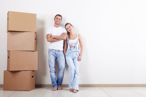 Professional packers organizing boxes in Storage Highbury